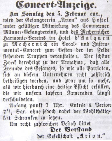 Anzeige aus dem Unterhaltungs-blatt und Anzeiger für den Kreis Schleiden, Januar 1871